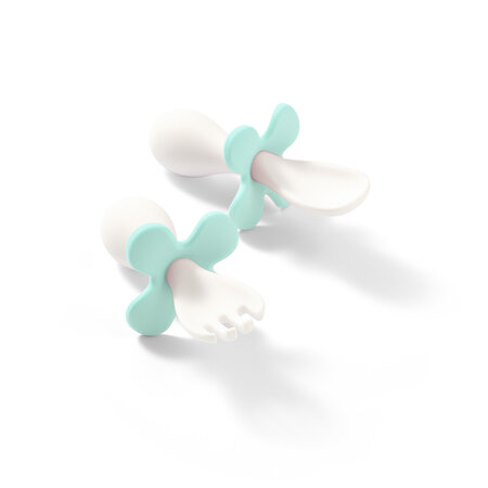 Set tacamuri ergonomice pentru copii, +12 luni, Menta, Babyono 682501