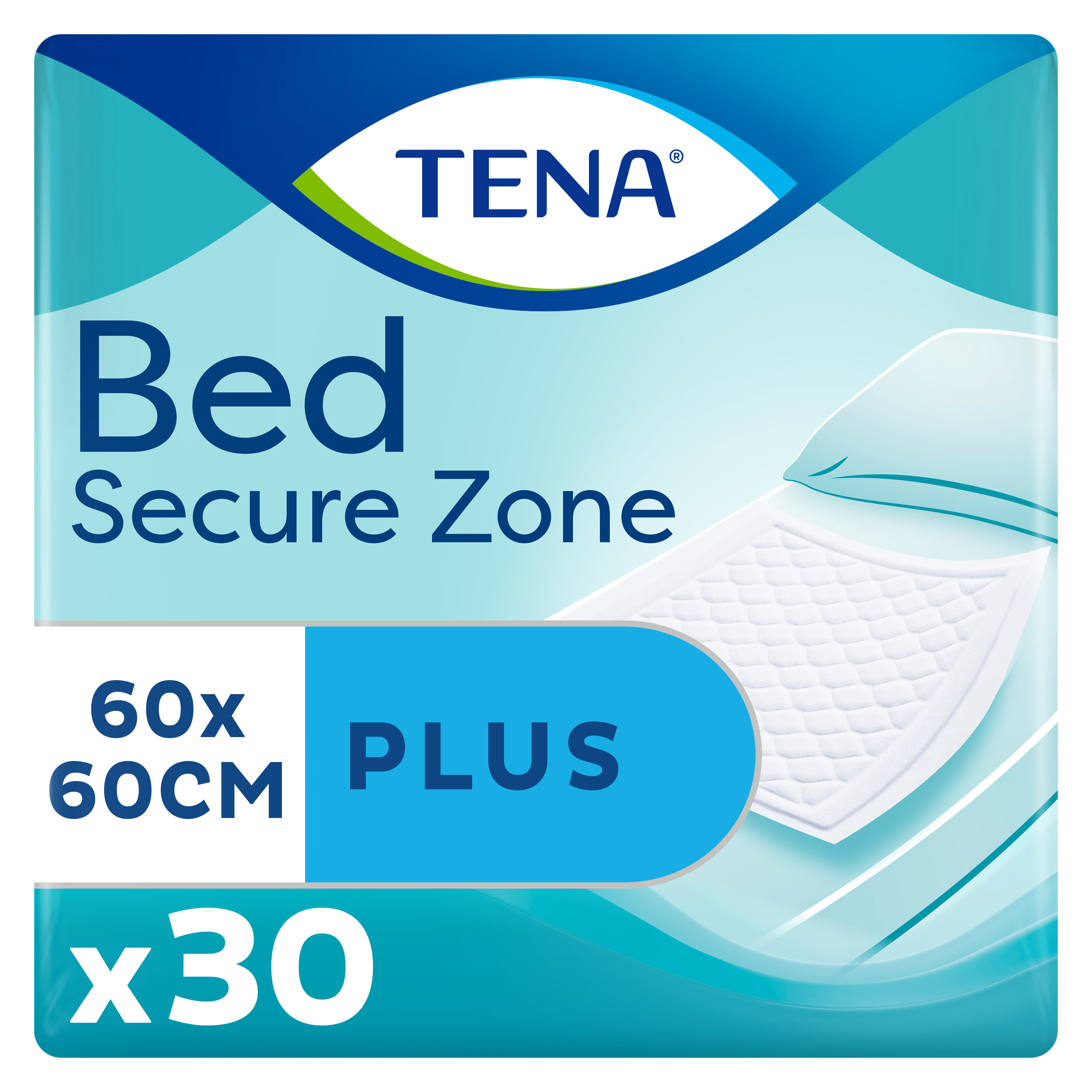 Protectie impermeabila de pat Bed Secure Zone Plus, 60x60 cm, 30 bucati, Tena