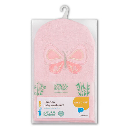 Manusa de baie din fibra de bambus, Roz, Babyono 682781