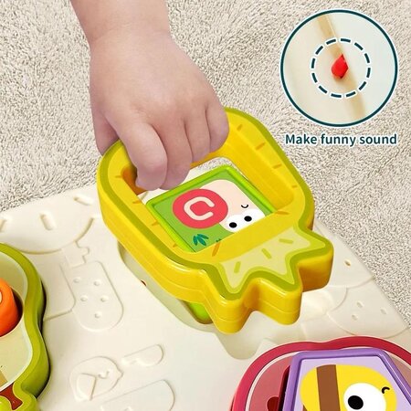 Jucarie interactiva Busy board stil Montessori, +18 luni, Potrivire fructe, 9 piese, Huanger 683164