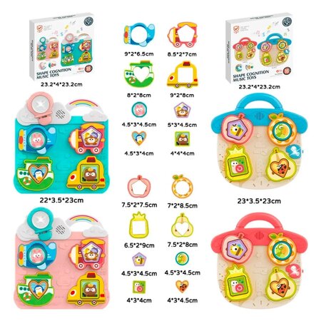 Jucarie interactiva Busy board stil Montessori, +18 luni, Potrivire fructe, 9 piese, Huanger 683161