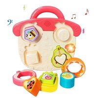 Jucarie interactiva Busy board stil Montessori, +18 luni, Potrivire fructe, 9 piese, Huanger