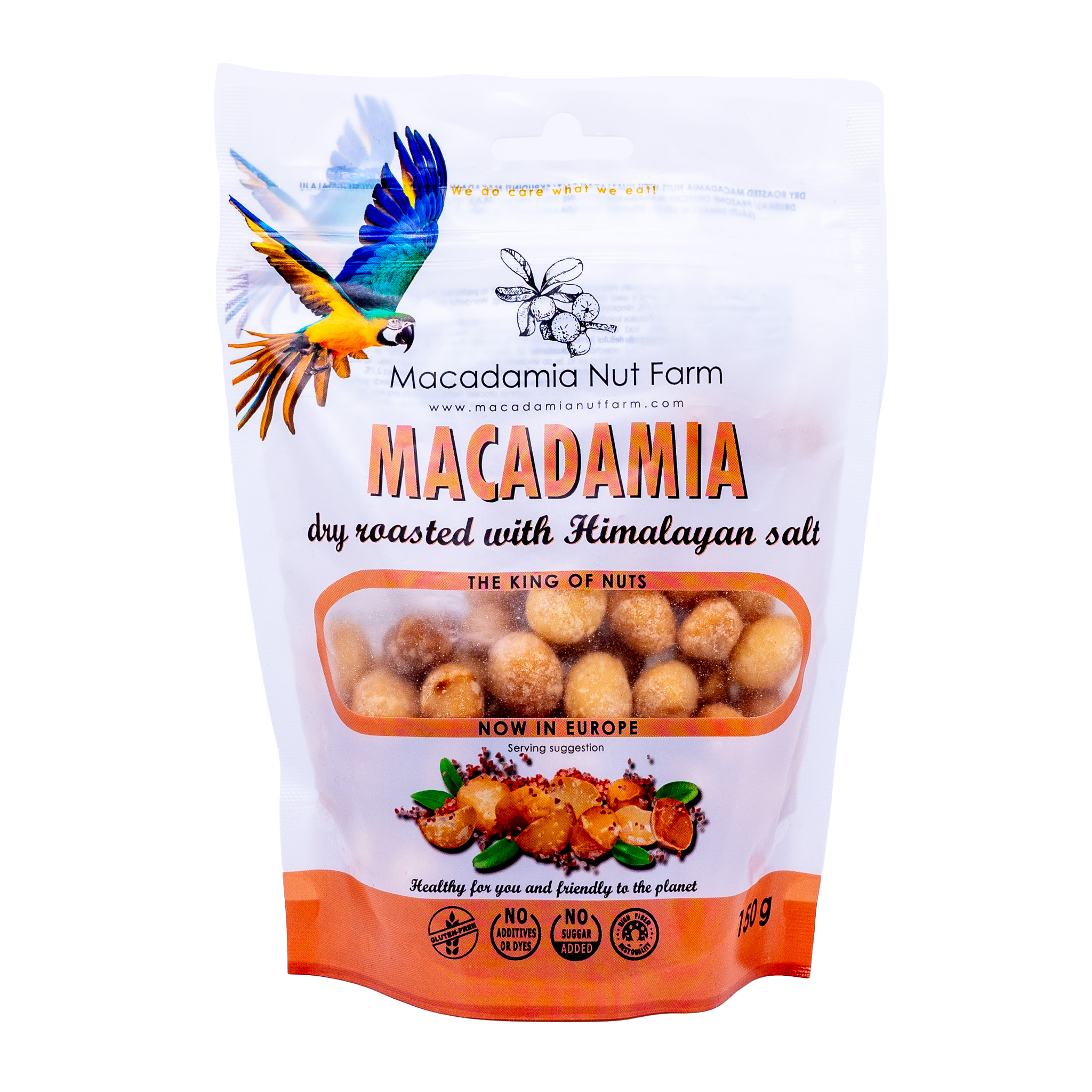 Nuci de macadamia prajite cu sare de himalaya, 150 g, Macadamia