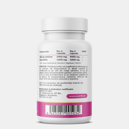 CLA Ulei de sofranel Fit, 1000 mg, 90 capsule moi, Nutrific 683322