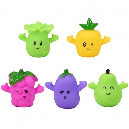 Set 5 marionete din silicon fructe si legume, + 3 ani, AcSmart