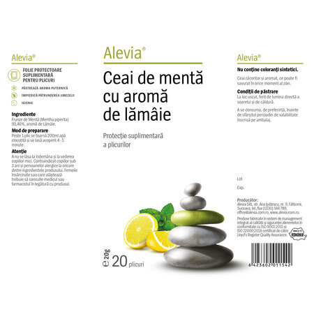 Ceai de menta si lamaie, 20 plicuri, Alevia 683576