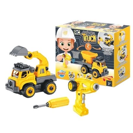 Set constructie camion autobasculanta si excavator cu radiocomanda, 3 ani+, Buki 458611