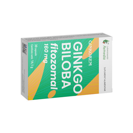 Ginkgo Biloba fitozomal Ginkorem, 160 mg, 30 capsule, Remedia 683585