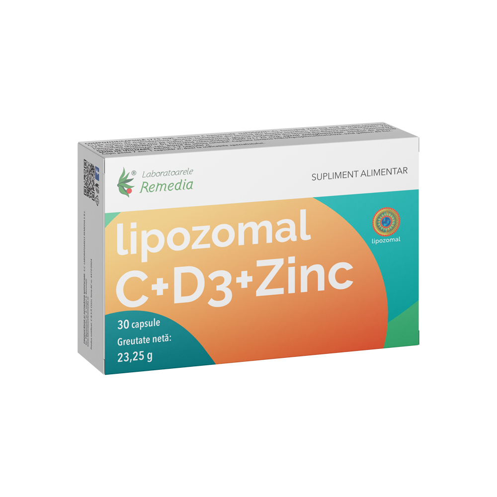 Vitamina C + D3+ Zinc Lipozomal, 30 capsule, Remedia