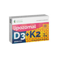 Vitamina D 2000 UI + Vitamina K2 75 mcg, 30 capsule, Remedia