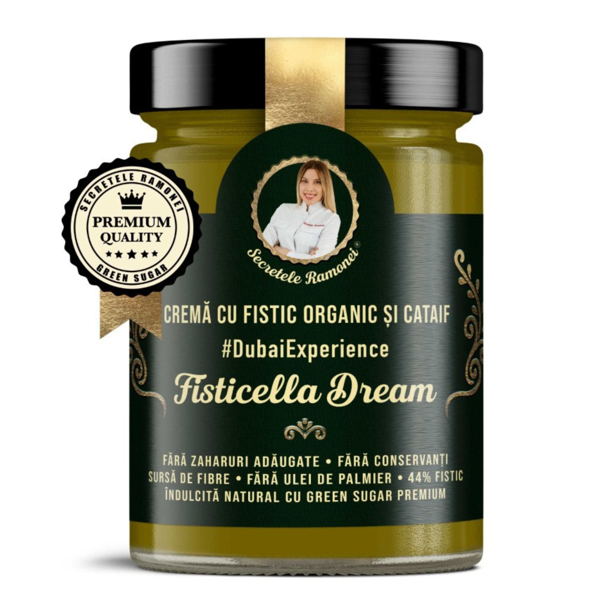 Crema cu Fistic organic si Cataif Dubai Experience Fisticella Dream, 350 g, Secretele Ramonei