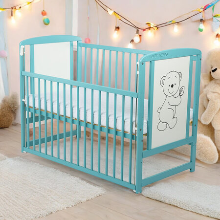 Patut din lemn Timmi Mint, 120 x 60 cm, Baby Needs 683857