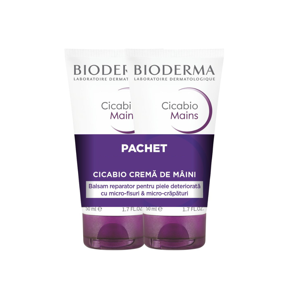 Pachet crema de maini Cicabio, 2 x 50 ml, Bioderma