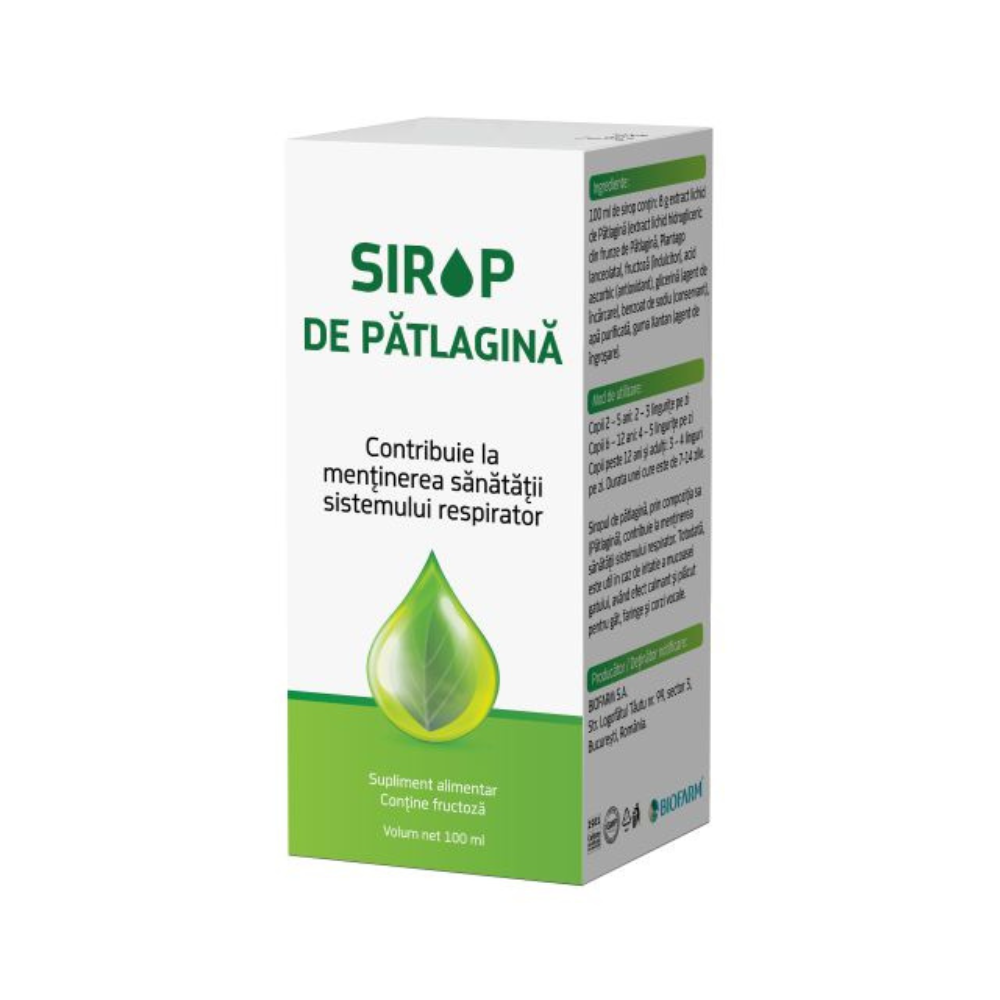 Sirop de patlagina, 100 ml, Biofarm