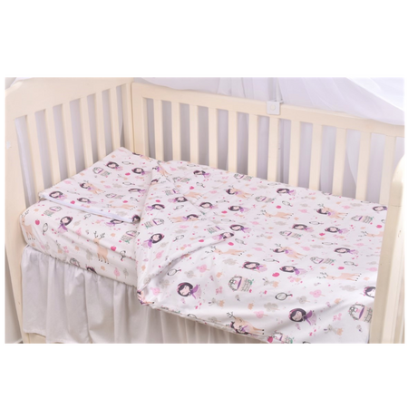 Lenjerie 3 piese + protectie impermeabila, 120x60 cm, Fetite, Fic Baby 684531