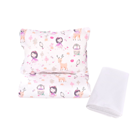 Lenjerie 3 piese + protectie impermeabila, 120x60 cm, Fetite, Fic Baby