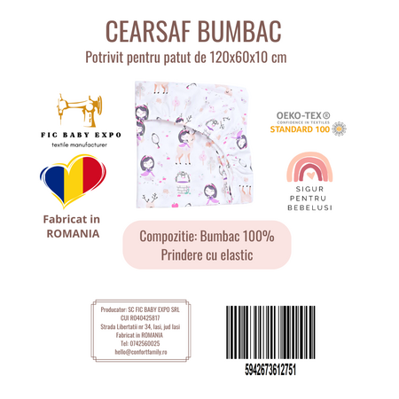 Cearsaf, 120x60 cm, Fetite, 1 bucata, Fic Baby 763647