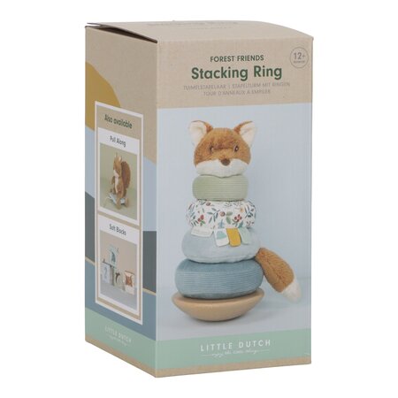 Jucarie din lemn si textil pentru stivuire Forest Friends, 12 luni+, Little Dutch 684723