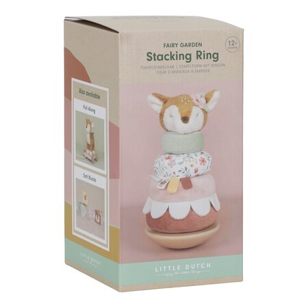 Jucarie din lemn si textil pentru stivuire Fairy Garden, 12 luni+, Little Dutch 684727
