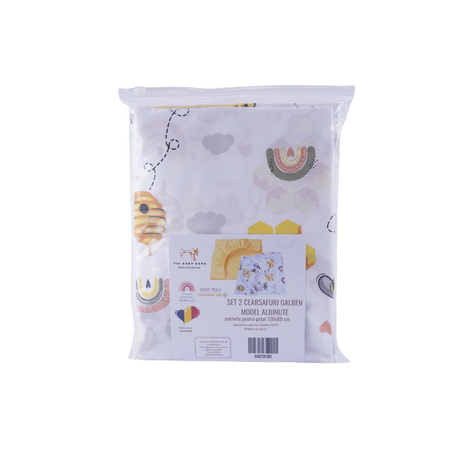 Set 2 cearsafuri bumbac, 120x60 cm, Galben, Albinute, Fic Baby 764351