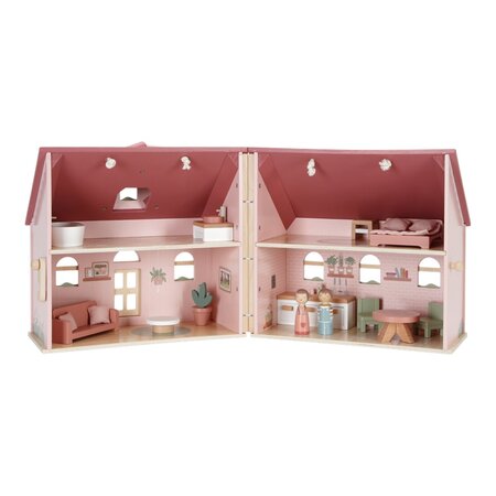 Casuta de papusi portabila din lemn cu mobilier, 3 ani+, Little Dutch 684847