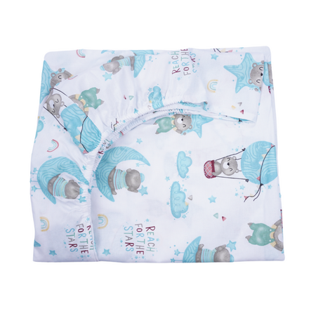 Set 2 cearsafuri bumbac, 120x60 cm, Bleu, Ursuleti in Balon, Fic Baby 684906