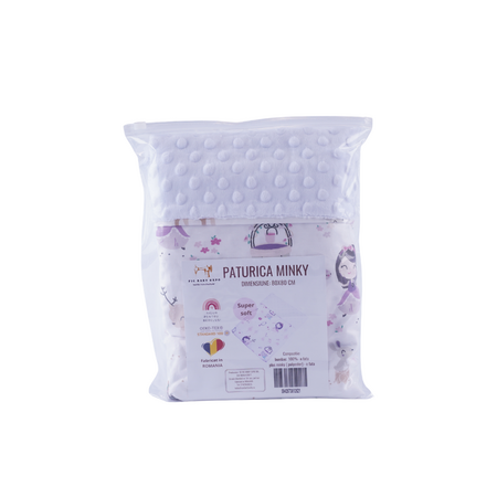 Paturica din plus minky si bumbac, 80 x 80 cm, Fetite, Fic Baby 764081