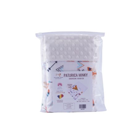 Paturica din plus minky si bumbac, 80 x 80 cm, Animalute, Fic Baby 764078