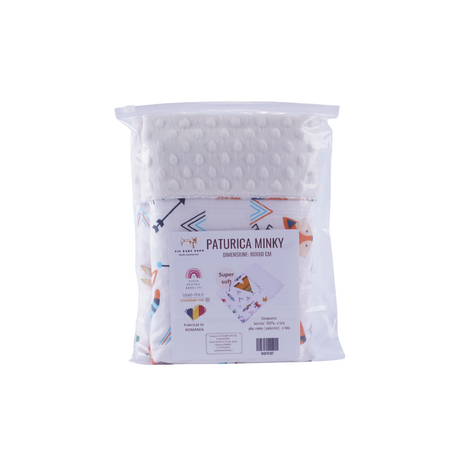 Paturica din plus minky si bumbac, 80 x 80 cm, Animalute, Fic Baby 764078