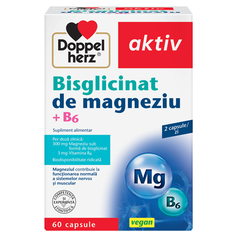 Bisglicinat de magneziu + B6 Aktiv, 60 capsule, Doppelherz