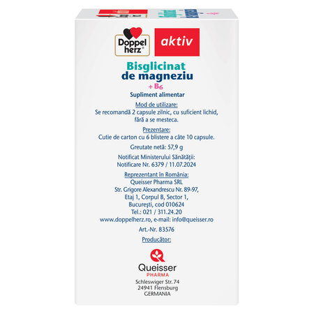 Bisglicinat de magneziu + B6 Aktiv, 60 capsule, Doppelherz 684942