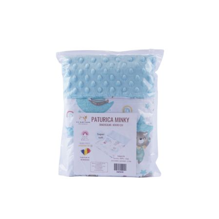 Paturica din plus minky si bumbac, 80 x 80 cm, Ursuleti in Balon, 1 bucata, Fic Baby 764100