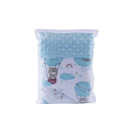 Paturica din plus minky si bumbac, 80 x 80 cm, Ursuleti in Balon, 1 bucata, Fic Baby 764101