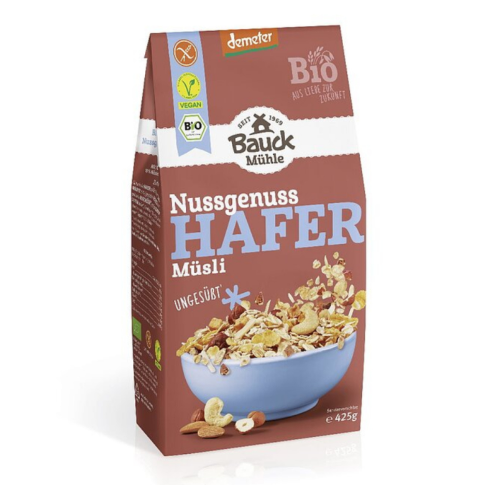 Musli Bio cu Ovaz si Nuci fara gluten, 425 g, Bauckhof