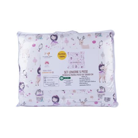 Set lenjerie 5 piese, 120x60 cm, Fetite, Fic Baby 763788
