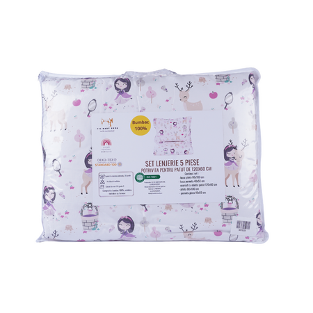 Set lenjerie 5 piese, 120x60 cm, Fetite, Fic Baby 763788