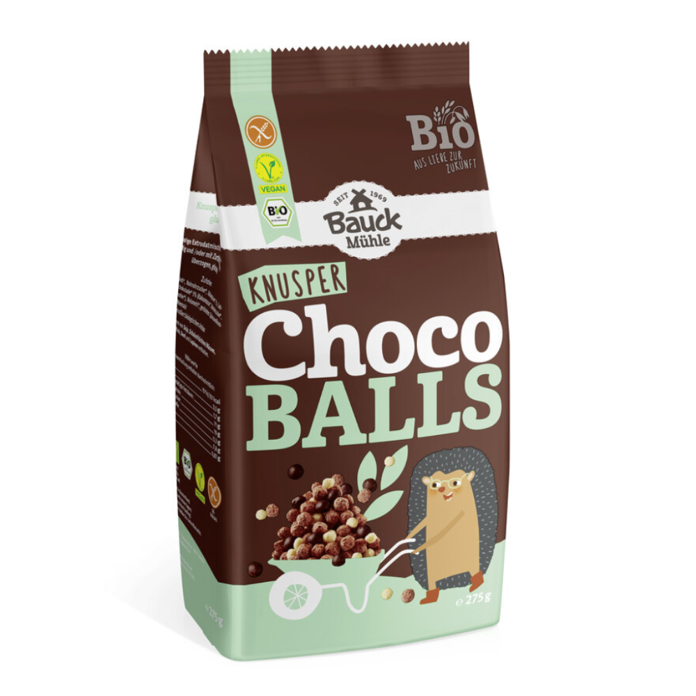 Bile crocant Bio cu ciocolata fara gluten, Choco Balls, 275 g, Bauckhof