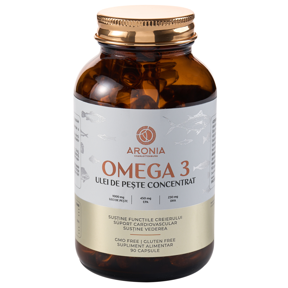 Omega 3 ulei de peste concentrat 1000mg, 450 mg EPA, 230 mg DHA, 90 capsule, Aronia Charlottenburg