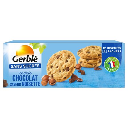 Biscuiti cu pepite de  ciocolata fara zahar, 180 g, Gerble