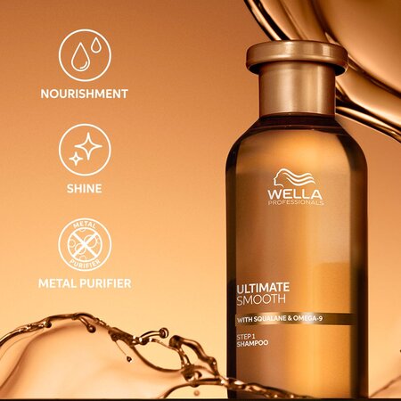 Sampon hidratant pentru par uscat cu Squalane si Omega 9 Ultimate Smooth, 100 ml, Wella Professionals 685373