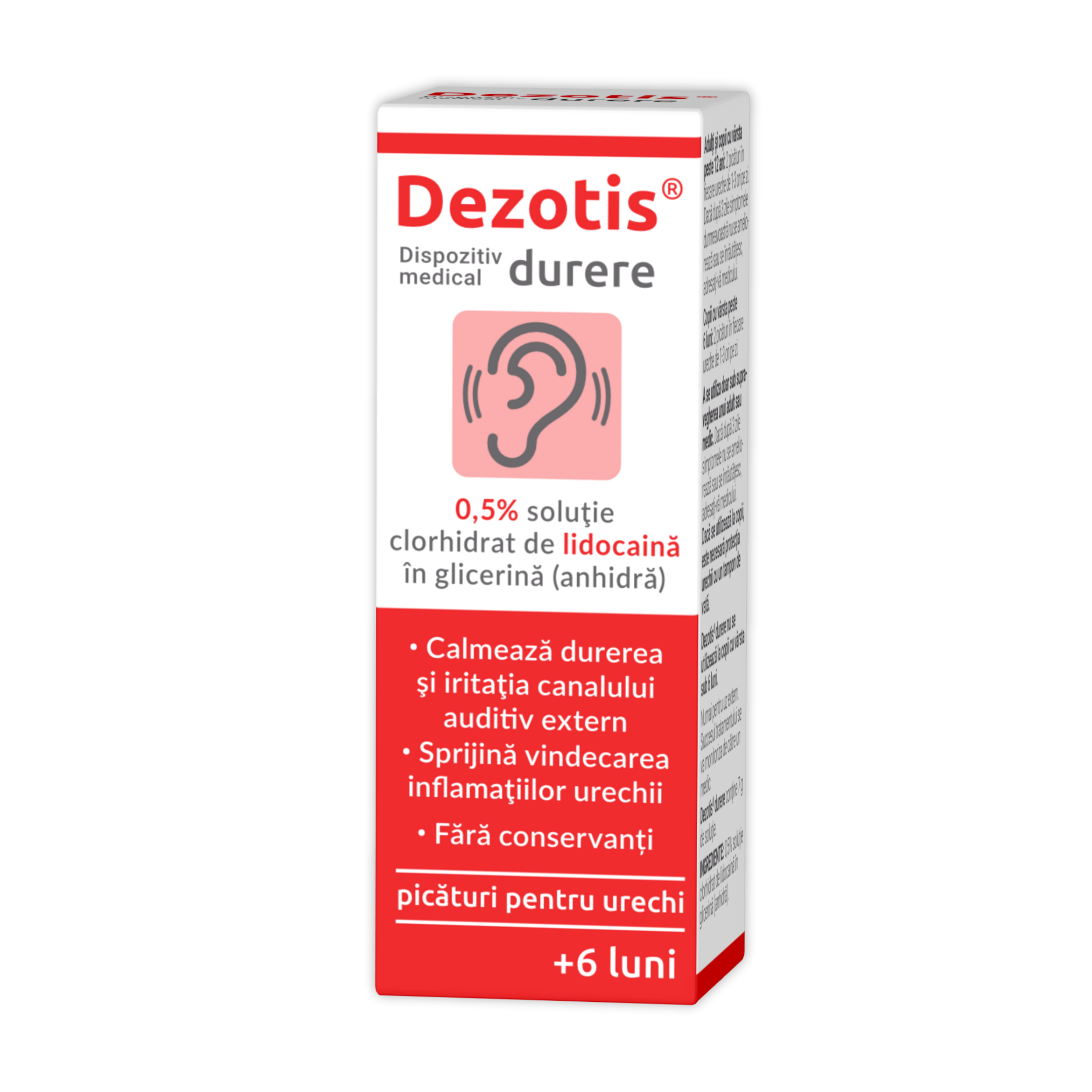 Picaturi auriculare Dezotis, 0.5% Lidocaina, 7 g, Zdrovit