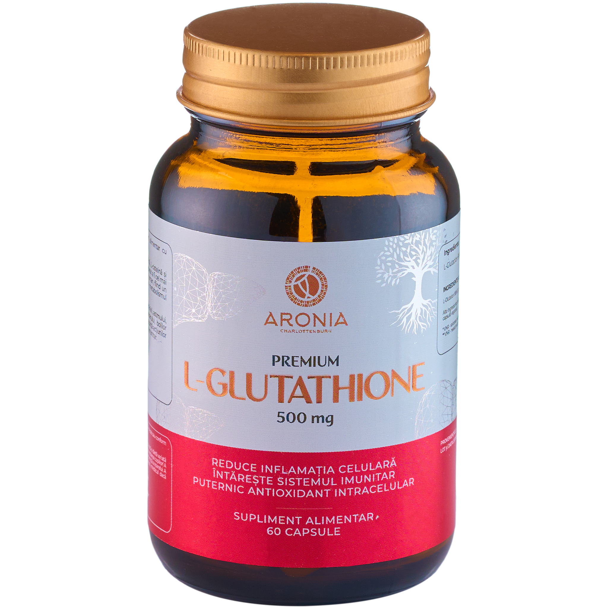 Premium L-Glutathione, 500 mg, 60 capsule, Aronia Charlottenburg