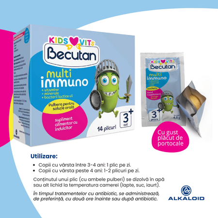 Probiotice Multi Immuno Kids, 14 plicuri, Becutan 697603