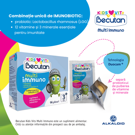 Probiotice Multi Immuno Kids, 14 plicuri, Becutan 697601