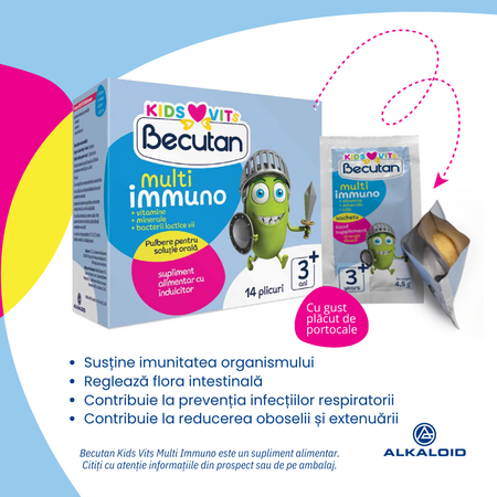 Probiotice Multi Immuno Kids, 14 plicuri, Becutan 697604