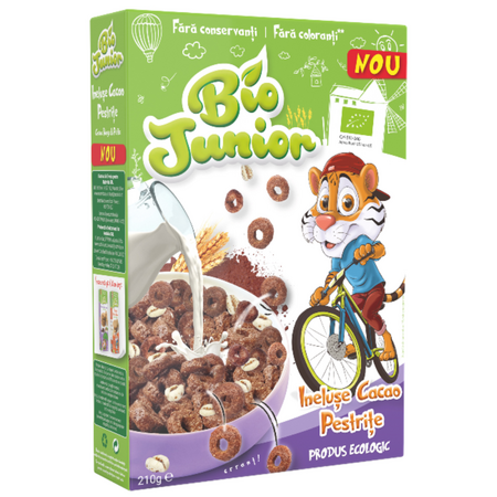Cereale Bio crocante Inelus cu Cacao, 210 g, Bio Junior