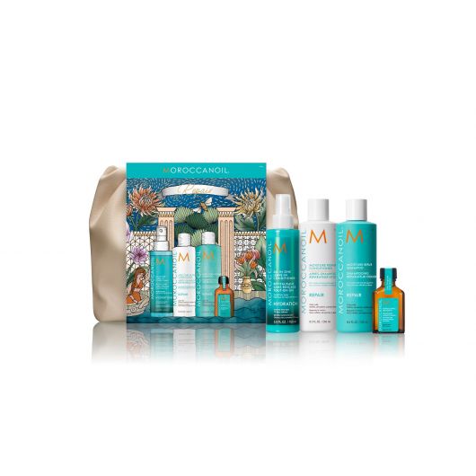 Set pentru repararea parului A Festive Fairytale, 2x250 ml + 160 ml + 25 ml, Moroccanoil