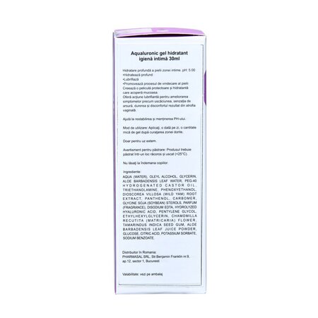 Gel intim hidratant Aqualuronic, 30 ml, Evercare 687343