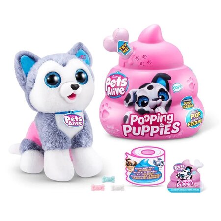 Jucarie de plus interactiva Pooping Puppies, Diverse Modele, + 3 ani, Pets Alive 687367
