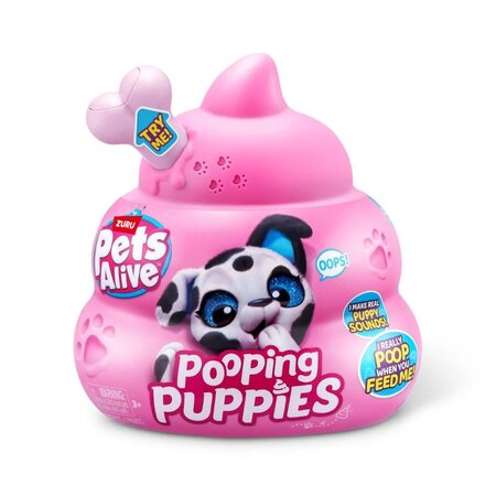 Jucarie de plus interactiva Pooping Puppies, Diverse Modele, + 3 ani, Pets Alive 687370